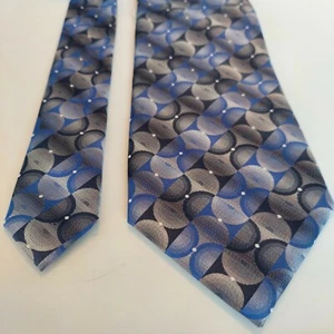 Van Heusen Seidenkrawatte Herren Business Executive blau grau geometrisches Muster Krawatte - Bild 1 von 8