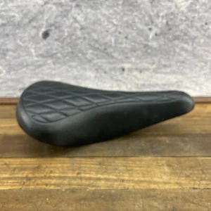 Viscount Old School BMX Seat NOS Black Padded Pleated Quilted 80s 70s Race B5 - Picture 1 of 17