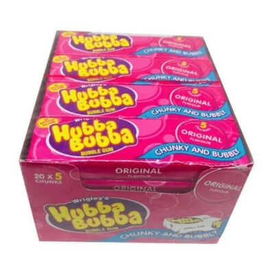 WRIGLEYS HUBBA BUBBA BUBBLE GUM ORIGINAL  FLAVOUR PACK OF 20 X 5 PIECE 7g - Image 1 of 4