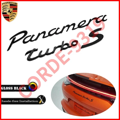 Juego de 2 piezas emblema insignia trasera negro brillante Porsche Panamera Turbo S aspecto tapa cubierta Foto 1 de 4