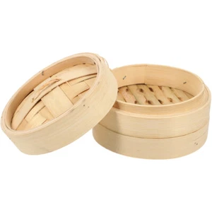 Dumpling Steamer Wooden Bamboo Chinese for Cooking Steaming Basket - Picture 1 of 12
