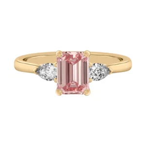 Fancy Vivid Pink Ring Emerald Cut 1.40 Ct 18K White Gold IGI Lab Grown Diamond - Picture 1 of 8