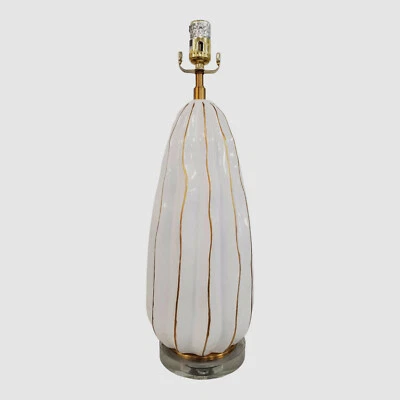 Abajur de mesa Bassett Mirror Company ouro branco Josephine cerâmica - Imagem 1 de 4