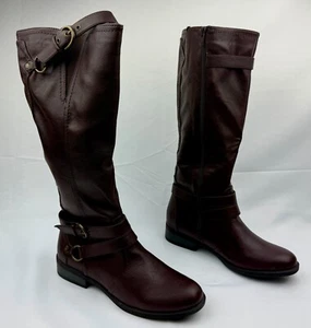 White Mountain Womens Boots M Loyal Tall Zip Riding Brown Faux Leather Sz 10 NIB - Picture 1 of 7