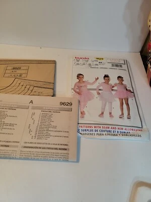 Burda 9629 Girl's Leggings Ballerina tutu  Skirt Leotard Pattern Size 4-10 - Image 1 of 4