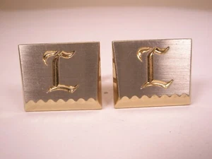 L Monogram Initial Letter Font Vintage HICKOK USA Cuff Links - Picture 1 of 8