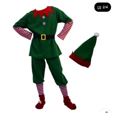 5 Piece Christmas Elf Costume Girls Ladies Fancy Dress Santa Helper Outfit 130cm - Image 1 of 4