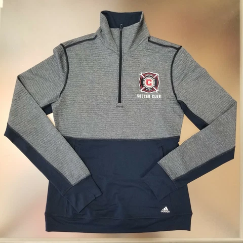 Chicago Fire Women's MLS Adidas SC Primary Logo Quarter 1/4 Zip Up Sweatshirt Cover
