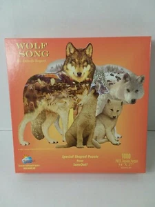 Sunsout Wolf Song Jigsaw Puzzle 1000 Shaped 34" x 27" By Dennis Rogers Complete - Picture 1 of 9