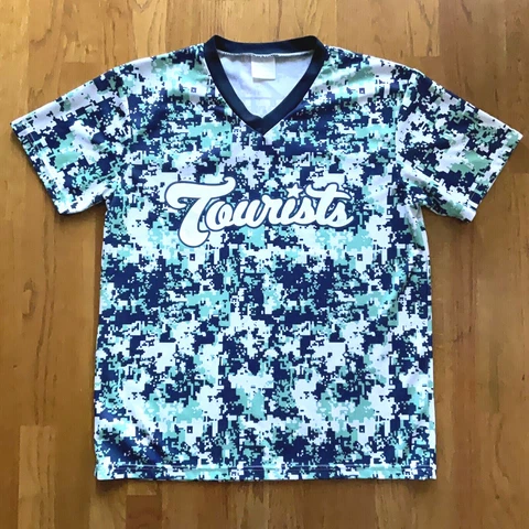 Asheville Tourists Mens Jersey Camouflage Promo #56 Logo MiLB Minors Baseball L Cover