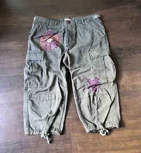 LIU JO SZ Small Pants Crop Capri Military Green - Picture 1 of 5