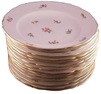 Antique 14 Meissen Porcelain Strewn Flowers Plates Porzellan Teller German Plate - Image 1 of 4