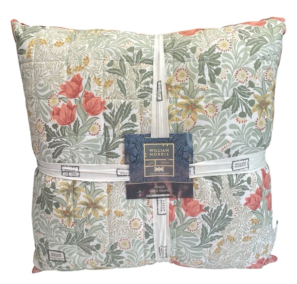William Morris Bower Sage Euro Shams Almohadas Decorativas Fundas Falsas Solo S/2 Foto 1 de 4