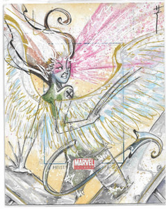 2011 RITTENHOUSE MARVEL UNIVERSE ROGUE ARTIST PROOF 4x5 SKETCH BY SARA RICHARD