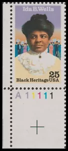 US 2442 Black Heritage Ida B Wells 25c plate single LL MNH 1990 - Picture 1 of 1