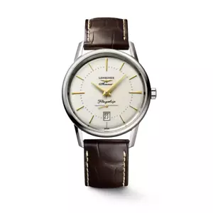 Longines Flagship Heritage 38,5 mm cremefarbenes Zifferblatt Lederband Uhr L47954782 - Bild 1 von 1