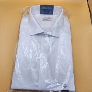 Calvin Klein Dress Shirt Infinite Wrinkle Free Slim Tall Stretch Flex 17 36/37 - Picture 1 of 12