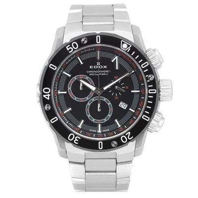 Reloj de cuarzo para hombre Edox Chronoffshore-1 45 mm acero esfera negra 10221 3M NIN Foto 1 de 4