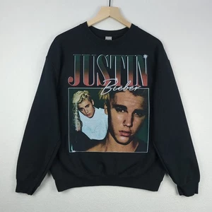 Justin Bieber Sweatshirt Adult Medium Black Cotton Gildan Heavy Blend Musician - Picture 1 of 8
