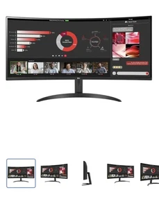 LG 34" Curved Ultrawide™ WQHD (3440 x 1440) Monitor, Black- 34WR50QC-B - Picture 1 of 13