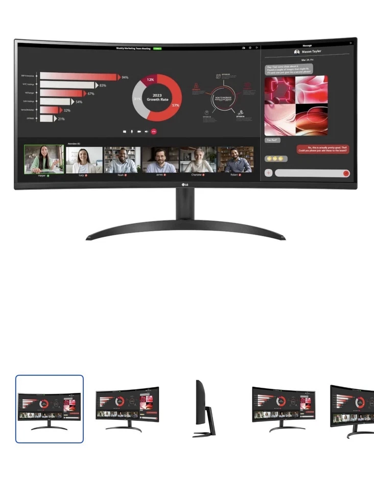 LG 34" Curved Ultrawide™ WQHD (3440 x 1440) Monitor, Black- 34WR50QC-B - Image 1 of 4
