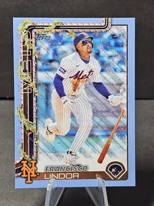 2025 Topps Holiday MegaBox Francisco Lindor #H171 Light Blue Glitter NY Mets  - Picture 1 of 2
