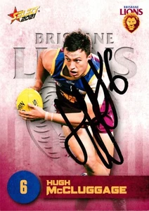 Signed 2021 BRISBANE LIONS AFL Card HUGH MCCLUGGAGE - Bild 1 von 3