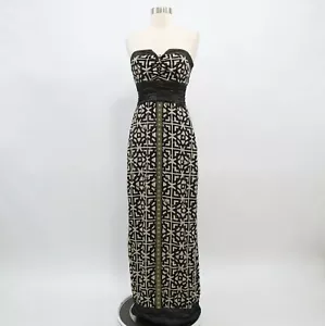 Nicole Miller Collections Maxikleid Seide Damen 6 trägerlos schwarz elfenbein lang - Bild 1 von 9
