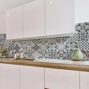 Pannello paraschizzi Cucina Adesivo da Parete Cementine Tortora 180_x_60_cm 100% - Foto 1 di 5