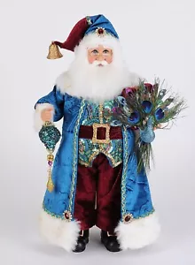 BEJEWELD WEIHNACHTSMANN FIGUR MIT PFAU UND WEIHNACHTSSCHMUCK - Bild 1 von 2