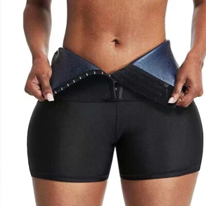 Women Neoprene Sweat Sauna Shorts Body Shaper Pants Weight Loss Waist Trainer US - Picture 1 of 13