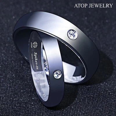 6毫米/4毫米ATOP订婚承诺婚礼钨戒指女士男士 — 第 1/4 张图片
