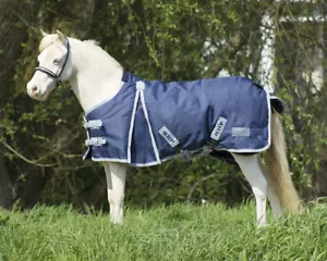 QHP Falabella Mini-Shetty Fohlen 200g Winterdecke Weidedecke Outdoordecke blau - Bild 1 von 2