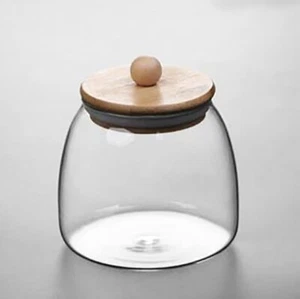 Glass Container with Wooden Lid Glass Storage Jar. Coffee, Spices, Beans 13.5oz - Picture 1 of 5