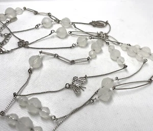 Danish Design Pilgrim White Opaline Acrylic Beaded &Silver Tone Station Necklace - Picture 1 of 11