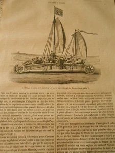 Un Char à Voiles de Scheveling Gravure Print 1844 - Foto 1 di 1