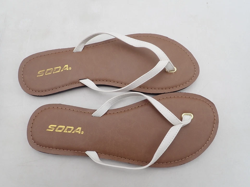 Zapatos Soda Mujer Chanclas Sandalias Correa Playa Tanga FELER Blanco Talla 7.5 Foto 1 de 4