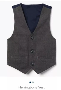 Nwt Gymboree Boys Herringbone Vest Holiday Formal Slate Gray Size 7/8 Medium - Picture 1 of 2