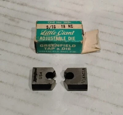 Matrizes de tubo ajustáveis GTD Greenfield Tap and Die Little Giant 5/16" 18 NC (C9E) - Imagem 1 de 2