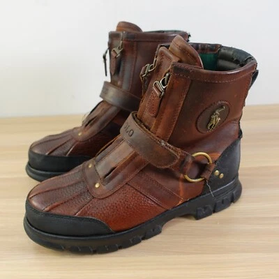 Botas POLO RALPH LAUREN Conquest para Hombres 6.5 D Cuero Marrón Montar Exterior Utilidades Foto 1 de 4