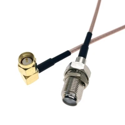 RG316 Cable F Female Jack to SMA Male plug Right Angle Adapter Connector Coaxial - Image 1 of 4