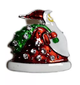 Spilla Natale Vecchio San Nicola - Rosso-Bianco-Verde con Pietre Finte Trasparenti - Foto 1 di 1