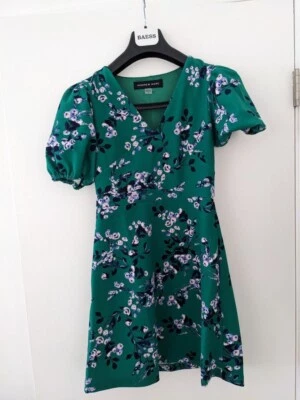 ANDREW MARC New York - Vestido Verde Floral Manga Abullonada - Talla 0 - NUEVO CON ETIQUETAS NUEVO Foto 1 de 3