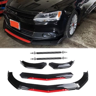 Front Bumper Lip Splitter Spoiler Gloss Black Look Red For Volkswagen EOS 07-16 - Image 1 of 4