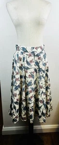 Revival Flare Aline Skirt Size AU 8 Budgie Bird Print Animal White Blue RRP$79 - Picture 1 of 11