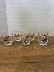 Juego de 6 vasos MCM asiáticos japoneses rojos blancos y negros años 60 - Imagen 1 de 8