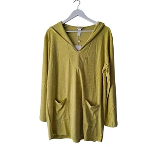 Neu mit Etikett Andie Frottee Hoodie Kleid Tunika Schwimmen Überwurf Geißblatt gelb Damengröße S - Bild 1 von 7