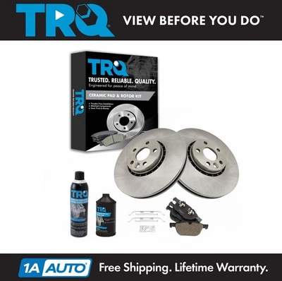 TRQ Brake Pads & Rotors Cleaner & Fluid Kit Fits 2011-2015 Volvo XC60 - Image 1 of 4