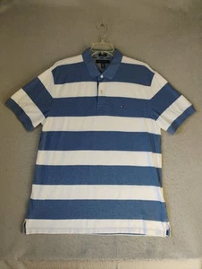 Camisa Polo Tommy Hilfiger Para Hombre XXL 2XL Azul Blanco Rayas Ajuste Personalizado Informal - Imagen 1 de 10