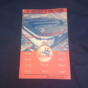 1948 New York Yankees Scorecard Program 25th Anniversary of Stadium Joe Dimaggio - Picture 1 of 7
